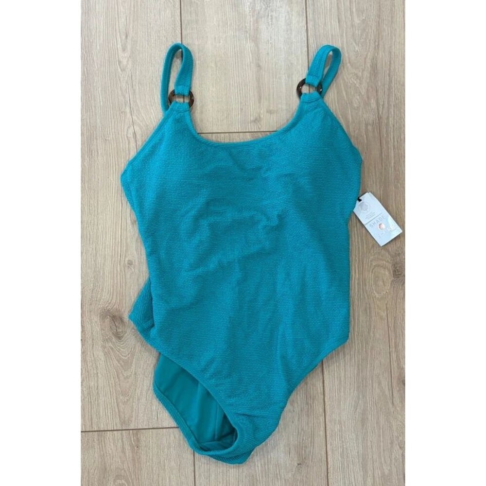 Shade & Shore Teal Textured One Piece Swimsuit Size M NWT